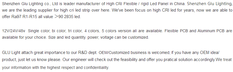 product-759-240 ODM custom high cri Ra95 bi color+RGB led flex panel