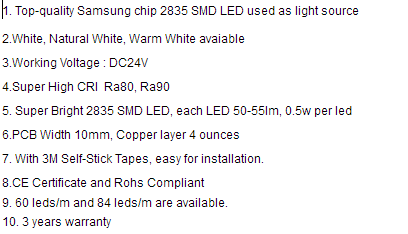 Madeinchina high power Samsung 0.5W 2835 led strip supplier