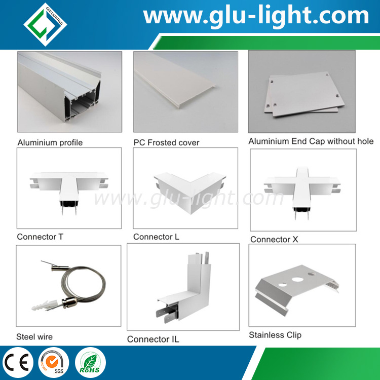 4 inches Aluminium LED profile for pendent light, linear pendent light bar